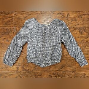 Madewell Navy Gingham Top